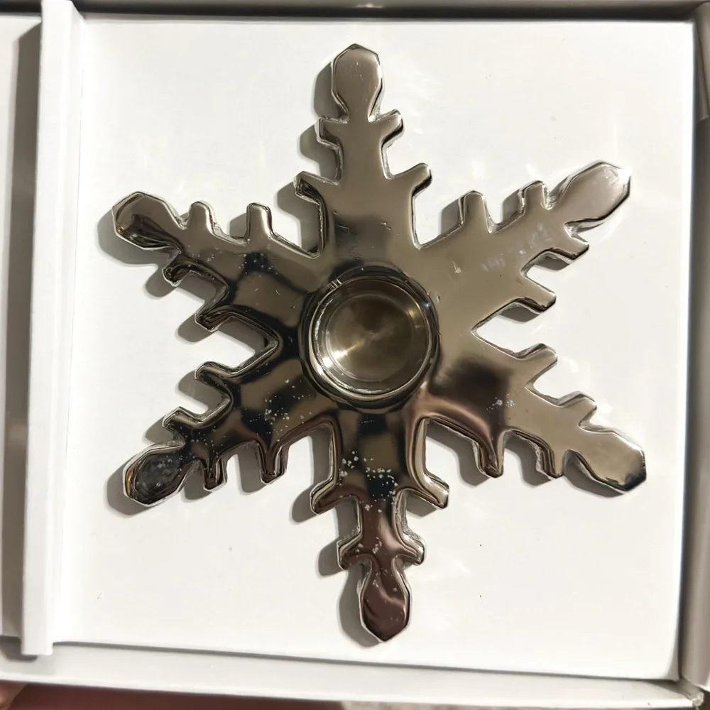 Dansk Silver Snowflake Candle Holders Set of 2 Nickel Plated Taper Holders MCM